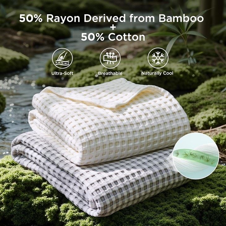 Waffle Weave Bamboo Summer Cooling Blanket factory